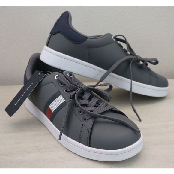 Tommy Hilfiger Men’s Sz 9M Light Gray Lampkin Flag Cup-Sole Low Top Sneakers SIB - Picture 1 of 12
